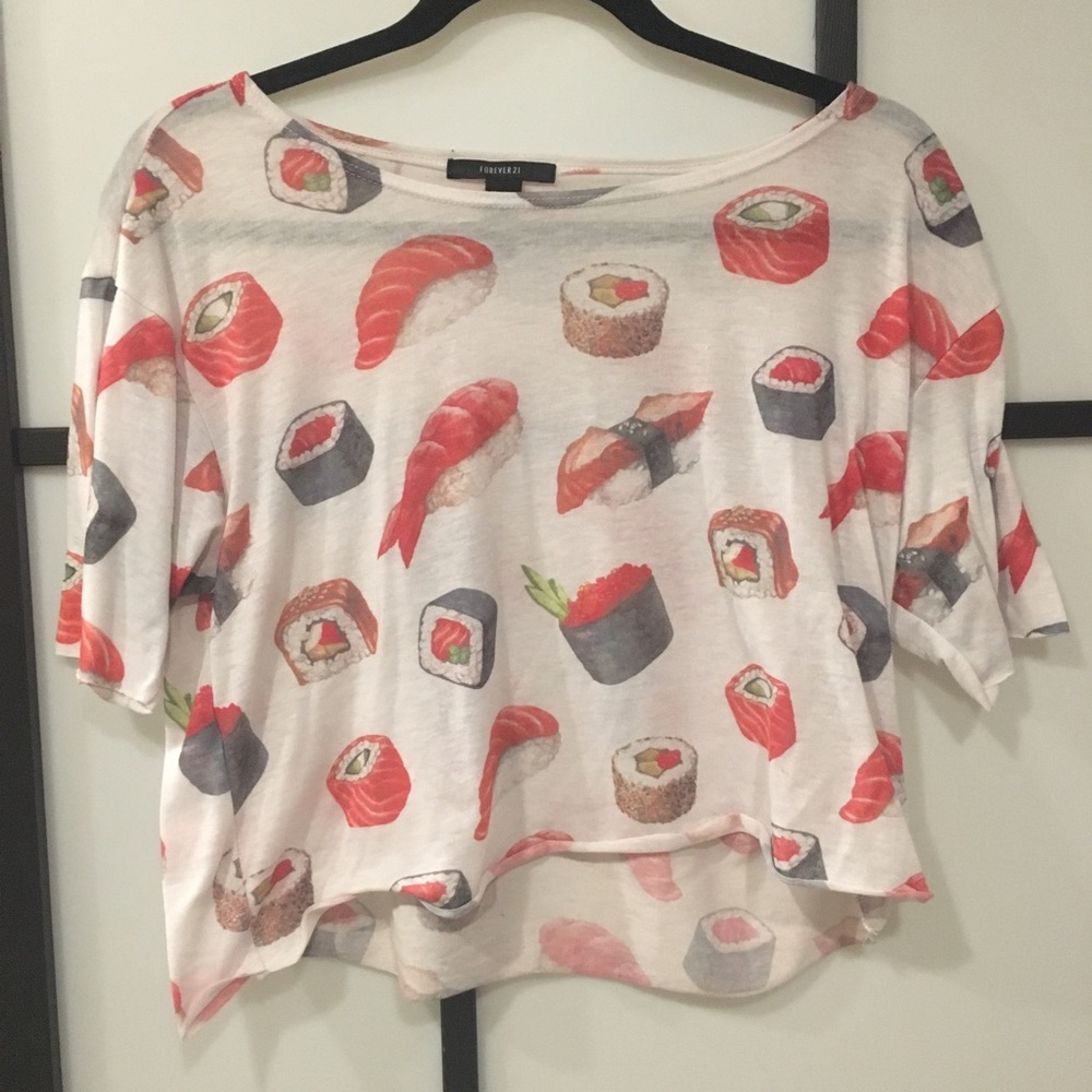 Sushi Print Crop Top