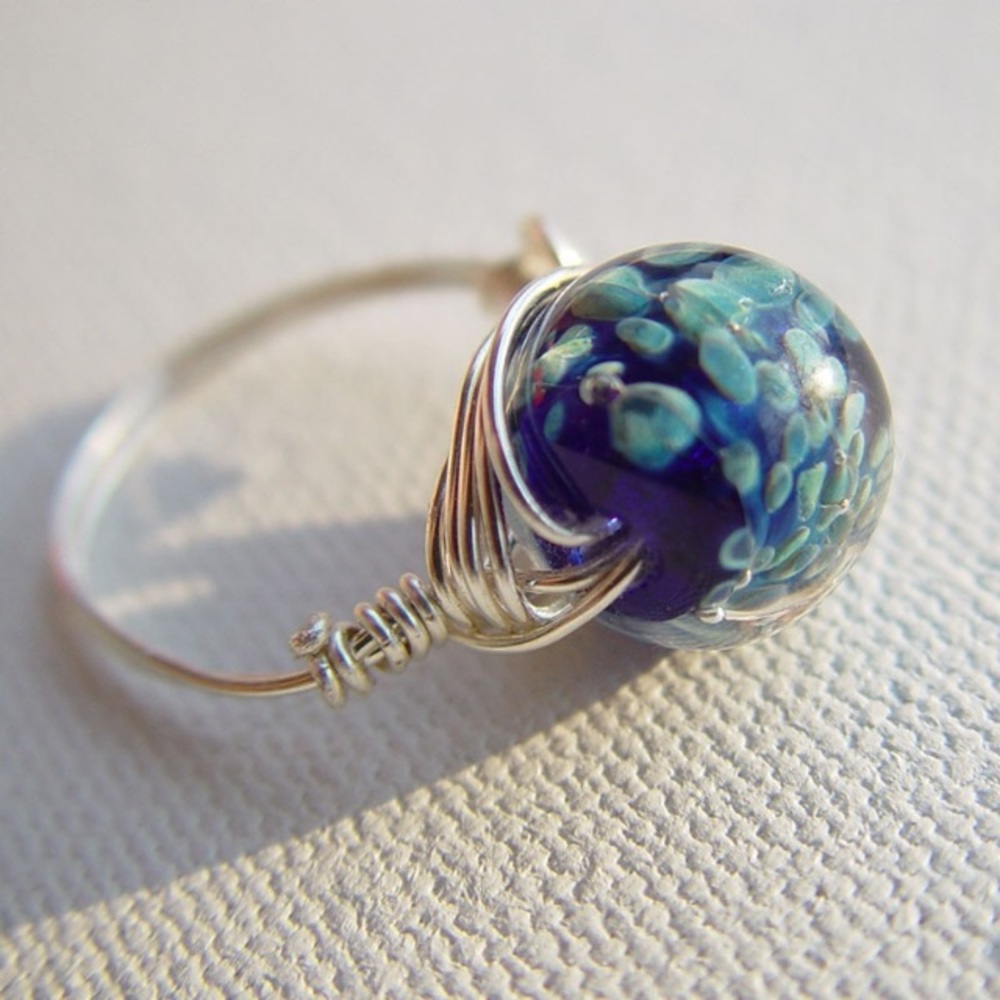 Beaded artistic wire ring.