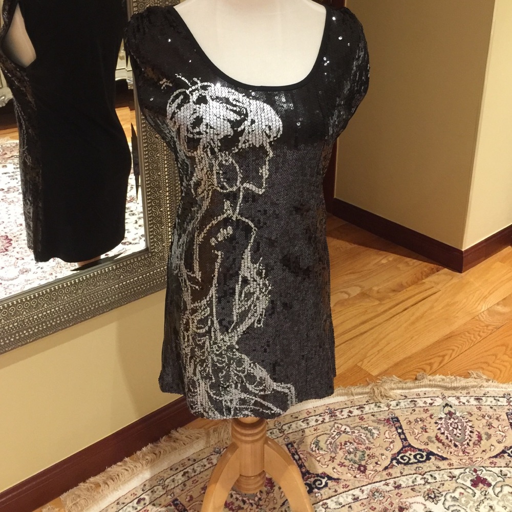 Gorgeous Black Sequin Mini Dress