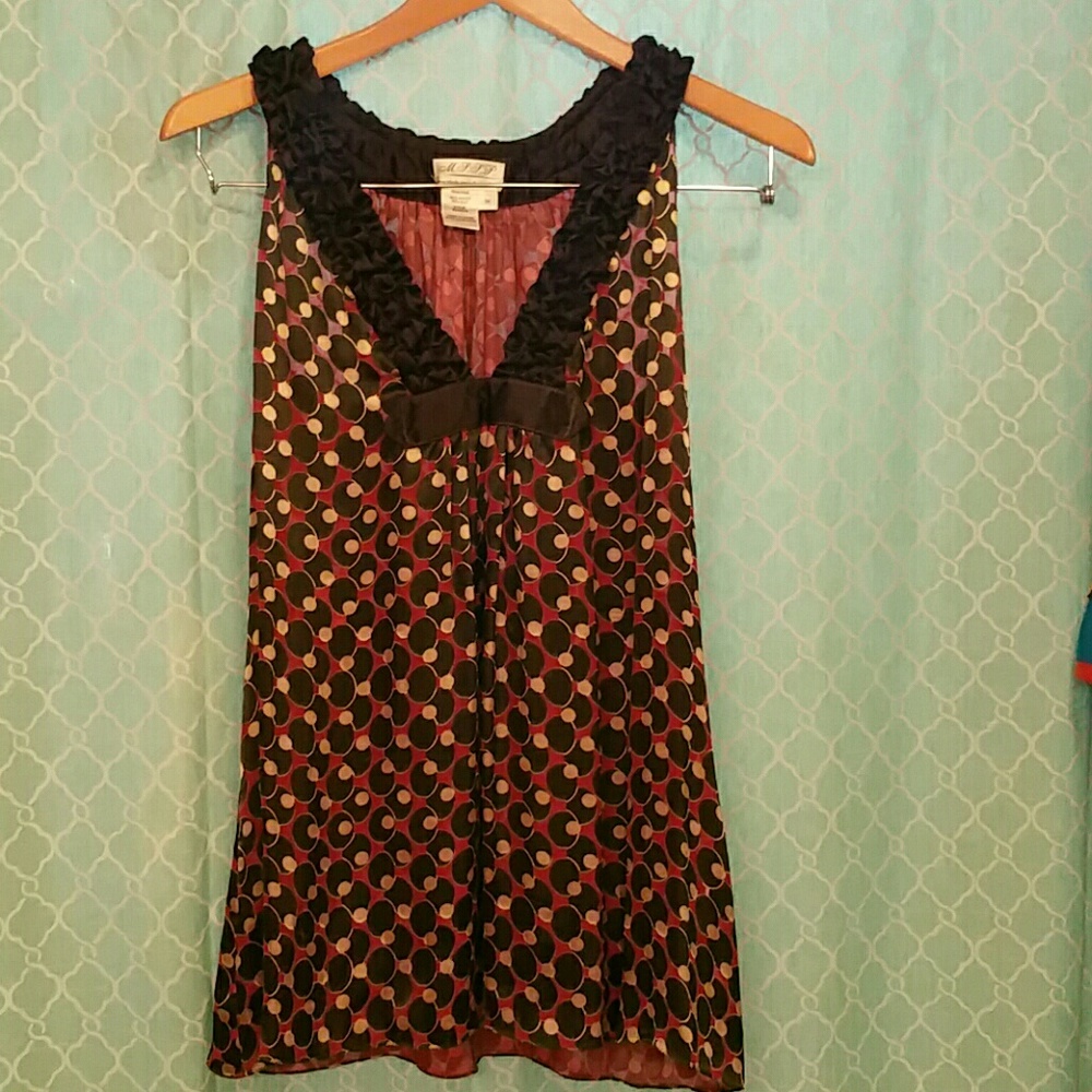 MSSP rayon silk tank top gold/red/brown size Med