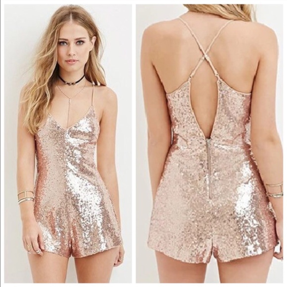 NWT Rose Gold Sequin Romper