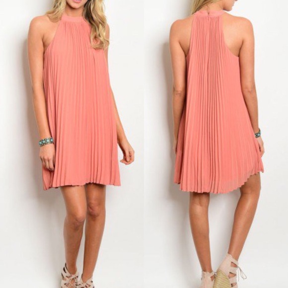 Dresses & Skirts - Peach Pleated Racerback Shift Dress LAST 1