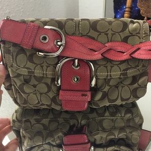 Brown and Pink signature Coach Purse