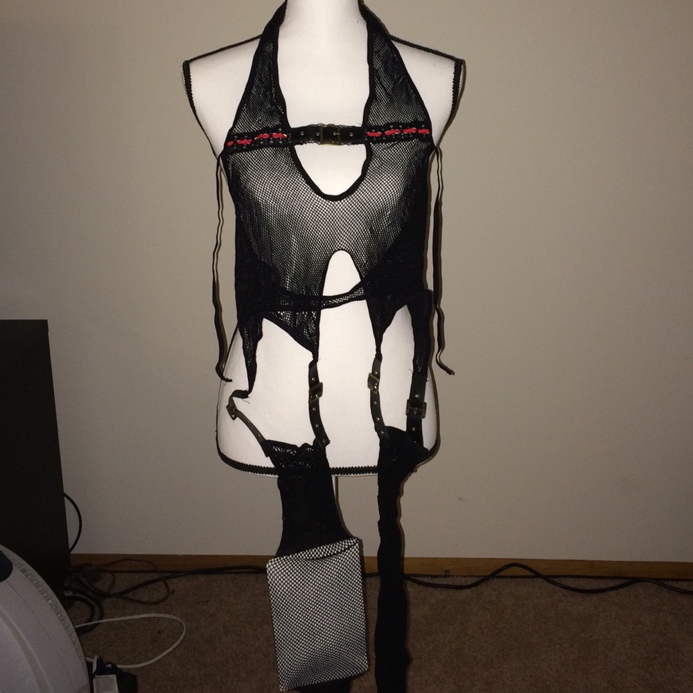 Sexy fishnet bodysuit with thigh high by Hustler