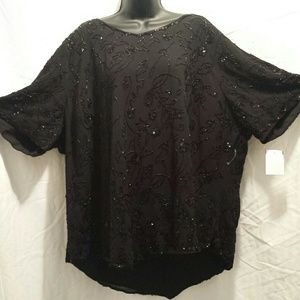 Black bead and sequin blouse
