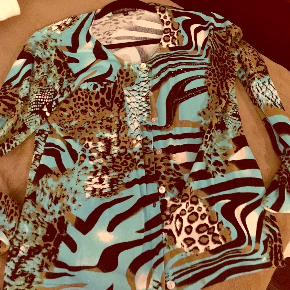 Beaded turquoise cardigan