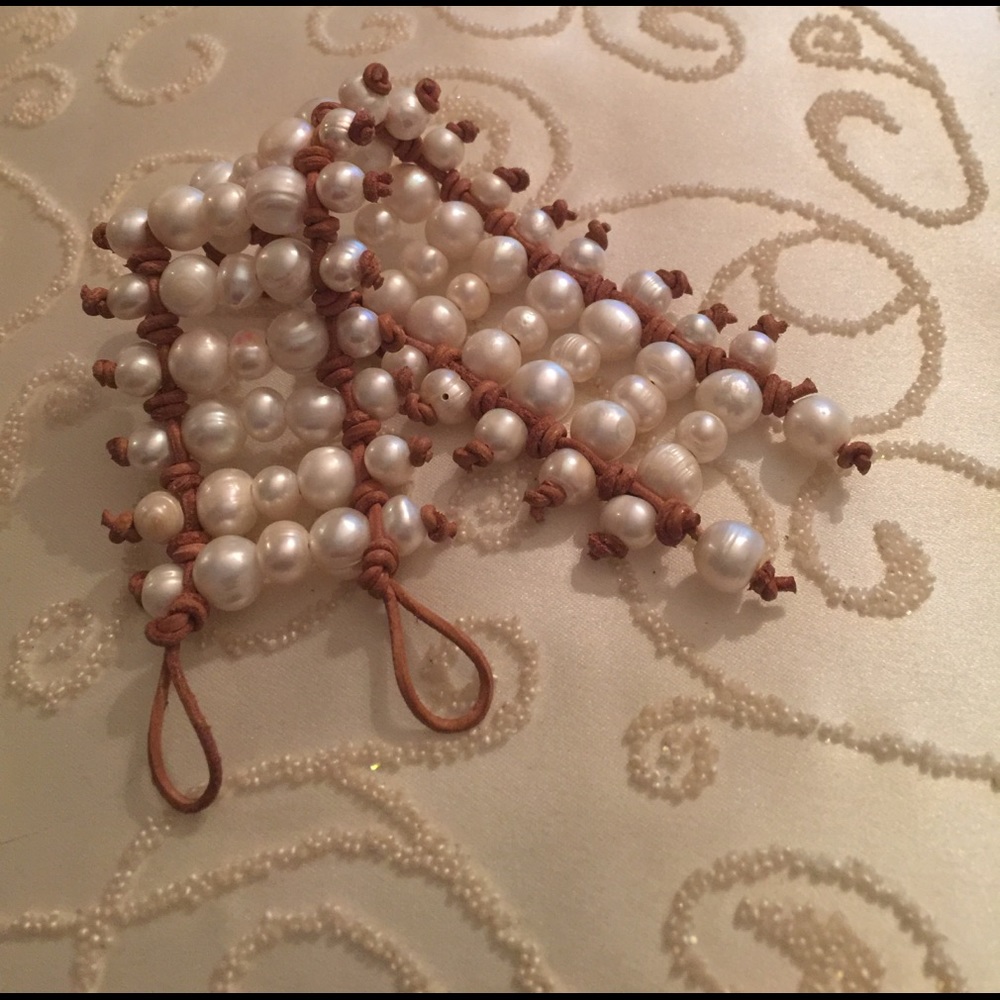 5 Row Pearl Cuff Bracelet