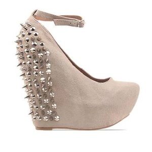 Jeffrey Campbell spiked wedges nude
