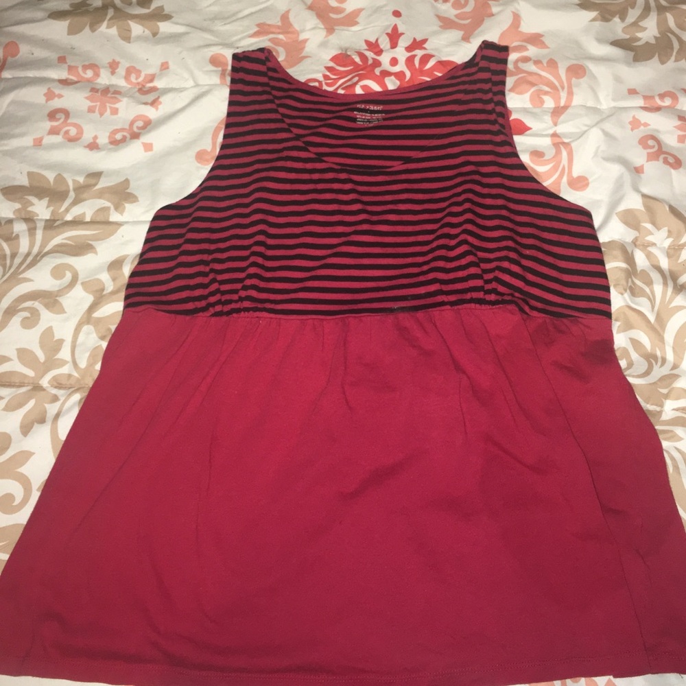 red and black striped shirt