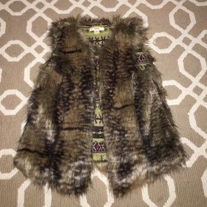 Brown faux fur vest