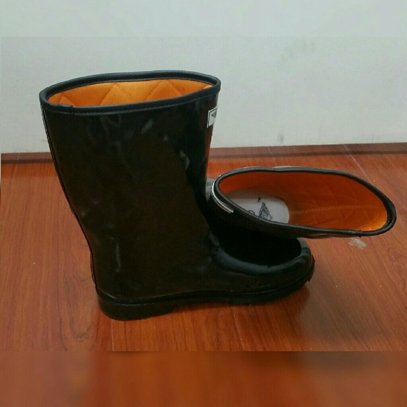 Women Mid Calf Quilted Rainboots #1523, Black - Picture 3 of 3