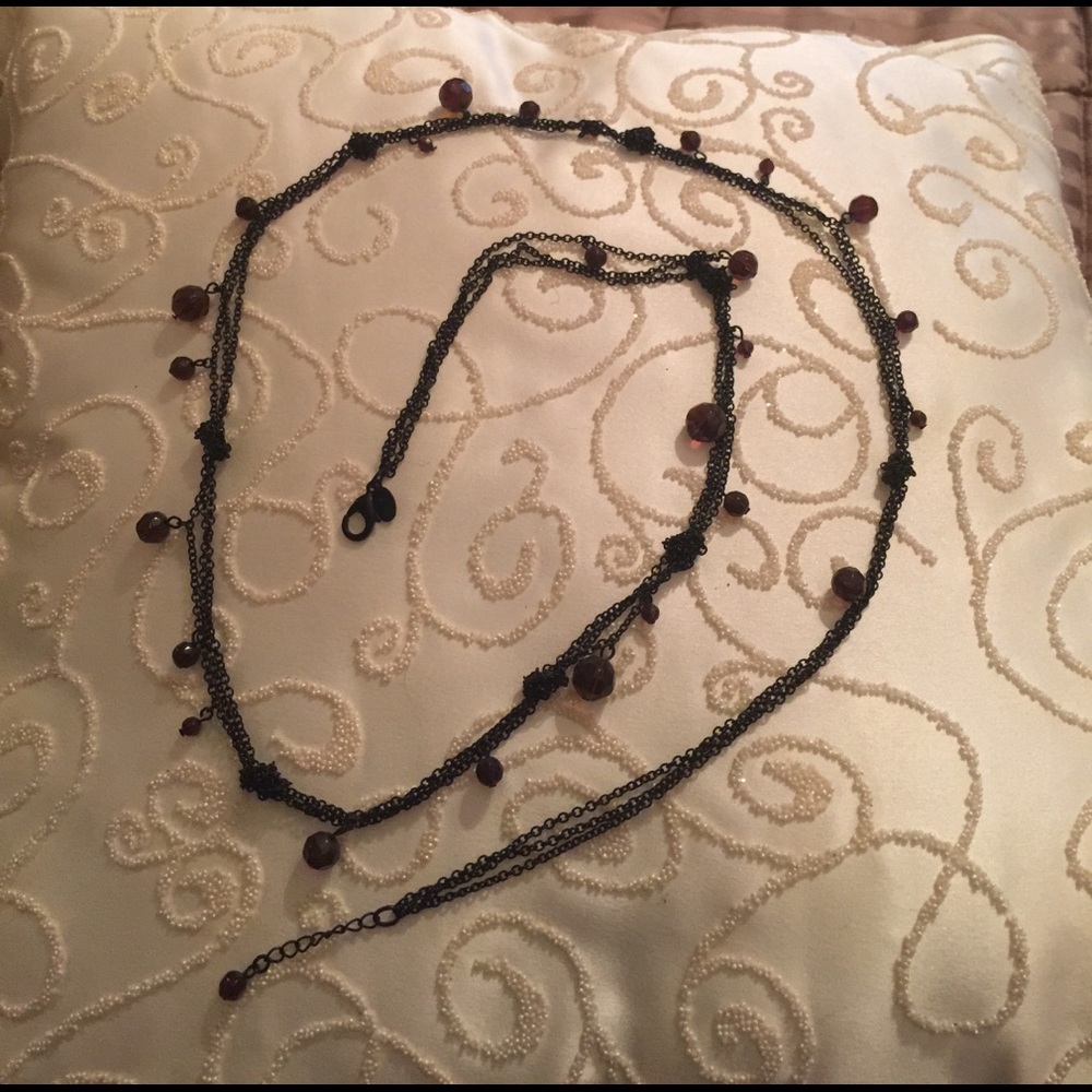 Black Chain with Amethyst Bead Necklace