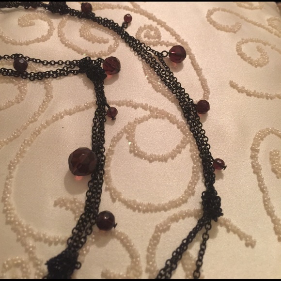 Black Chain with Amethyst Bead Necklace - Picture 3 of 3