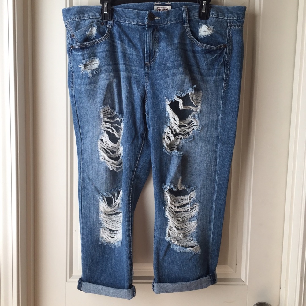 Destroyed boyfriend jeans!  So fun!