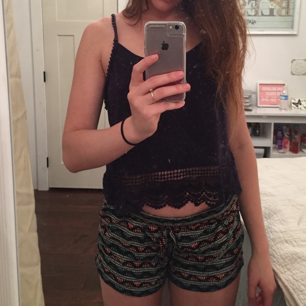 Deep Navy Lace Crop Top