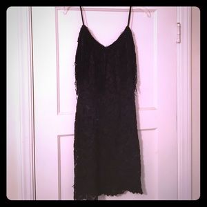 Vintage Black lace dress w/tassel trim
