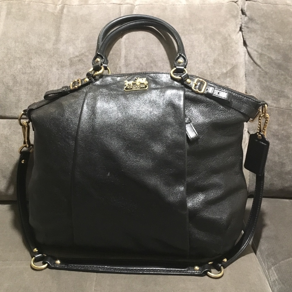 Coach Black Leather Crossbody Satchel Handbag