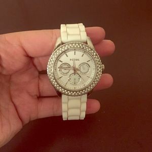 White jeweled watch