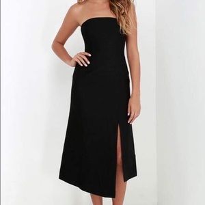 Lulu's Black Strapless Midi Dress NWT