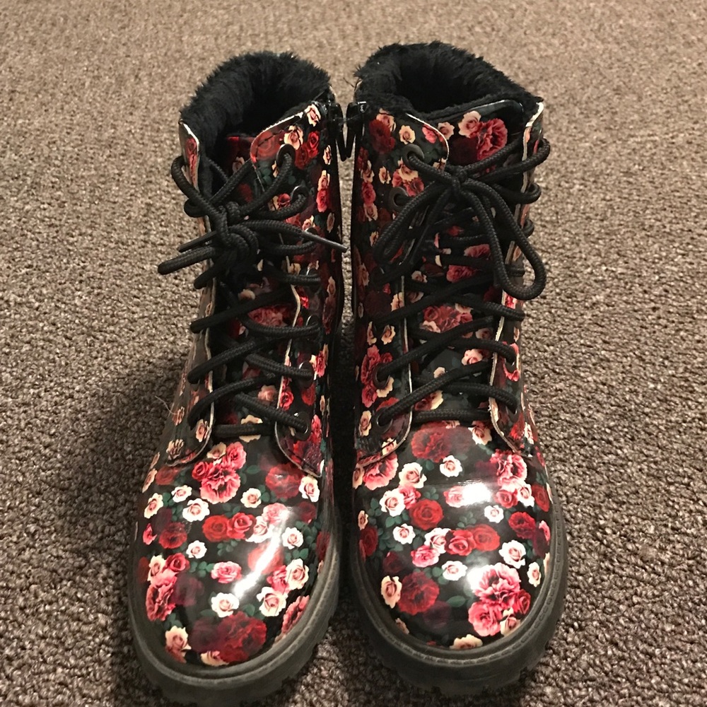 Floral Combat Boots