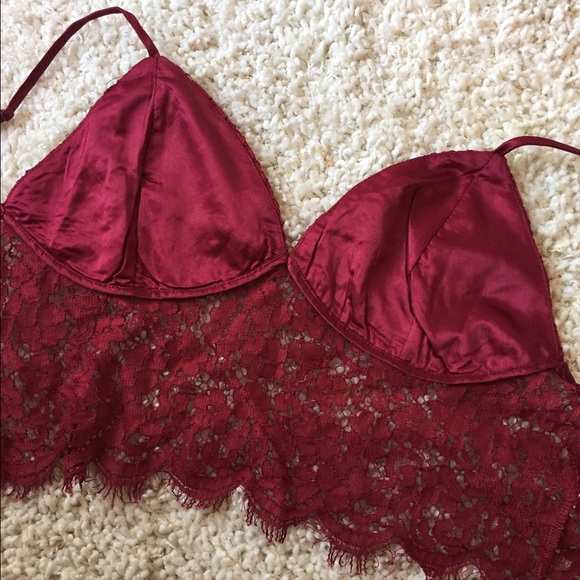 Bardot Red Lace Crop Top - Picture 5 of 7