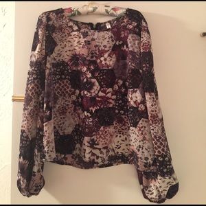 Semi Sheer Patchwork Inspired Flowered Top