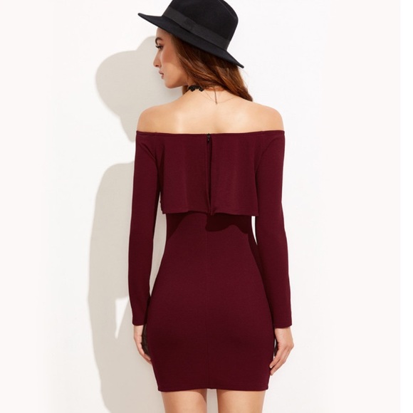 🎉HP🎉Long Sleeve Off The Shoulder Ruffle Dress - Picture 2 of 6