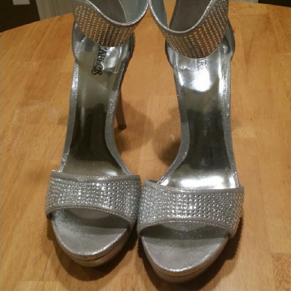 Carlos Santana Shoes - Silver Rhinestone Platform Heels