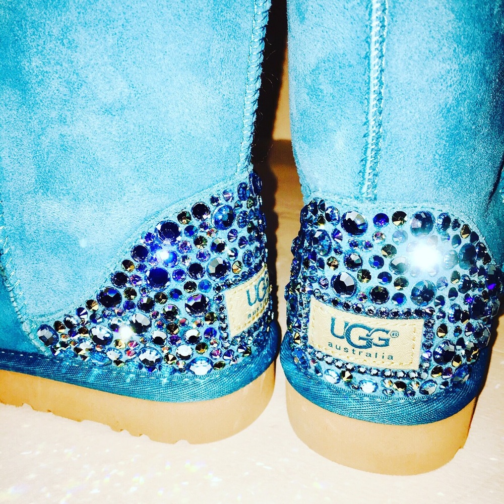 Swarovski Bling Ugg Sheepskin Classic Short Boots