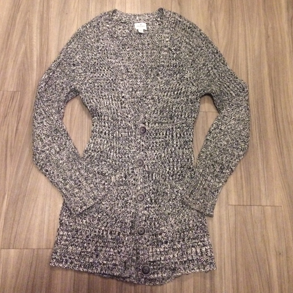 Black and white long cardigan sweater