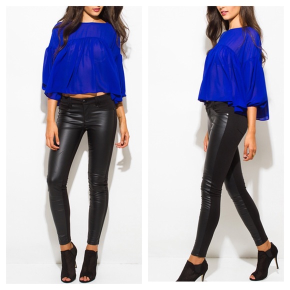LAST PAIR💕PLUS SIZE FAUX LEATHER/PONTE PANTS - Picture 4 of 4