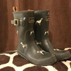 Joules dog print rain boots