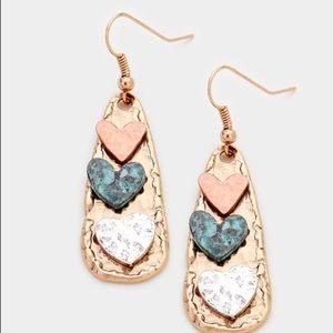 Triple Heart bar Earrings