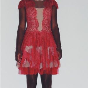 Red and nude lace BCBG dress