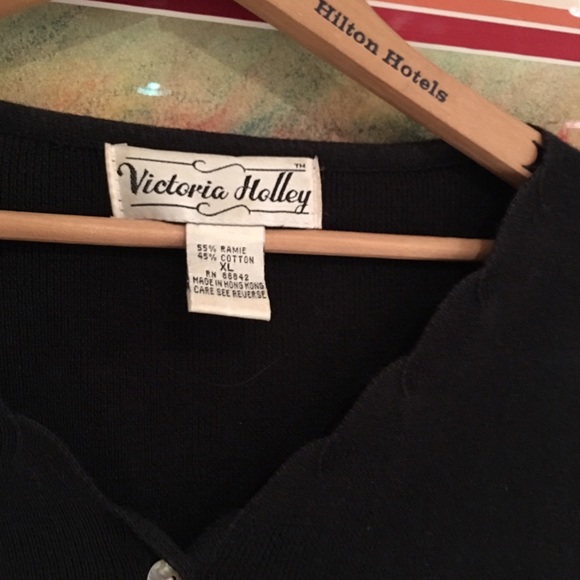 Victoria Holley cropped black knit cardigan -XL - Picture 2 of 4