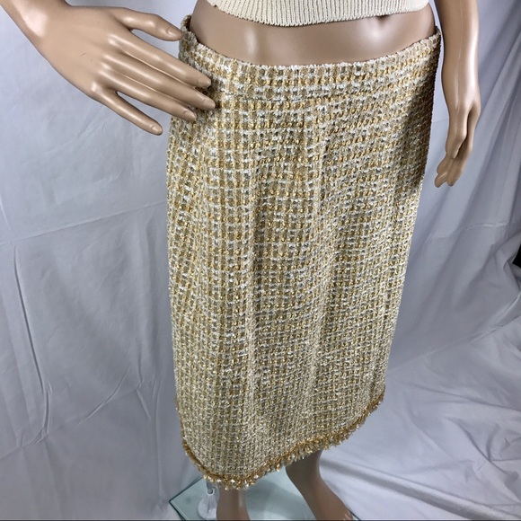 Vintage Escada Gold Straight Skirt with Zipper - Picture 6 of 7