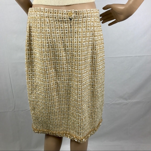 Vintage Escada Gold Straight Skirt with Zipper - Picture 7 of 7