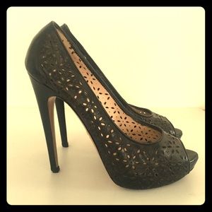 Prada Laser Cut Peep Toe Pumps size 37.5 (7.5 US)