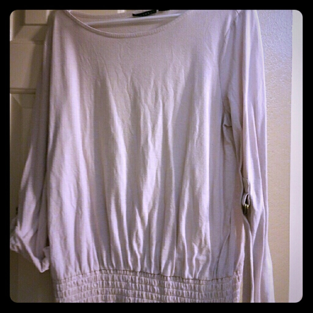 White ruched bottom shirt