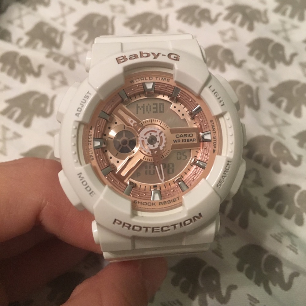 Baby-g White with Rose Gold.