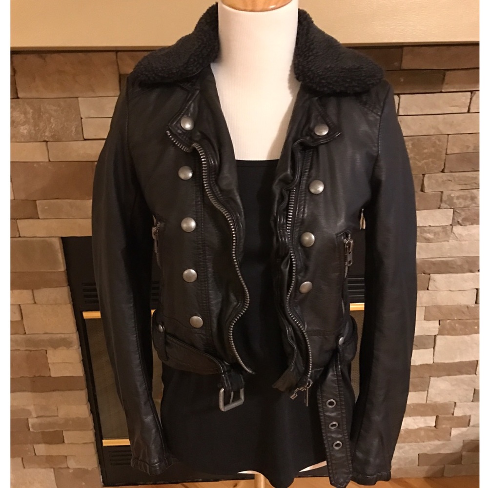 Free People Vegan Black Leather Jacket - Picture 2 of 8