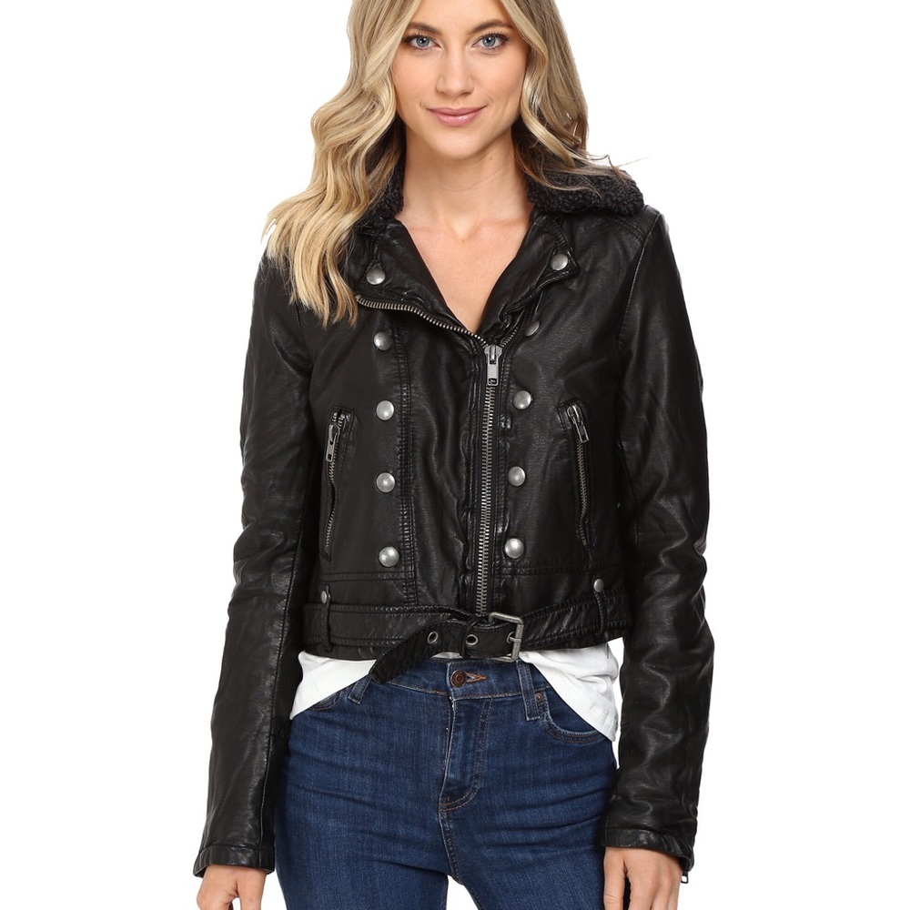 Free People Vegan Black Leather Jacket - Picture 1 of 8