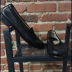 Black genuine leather loafers