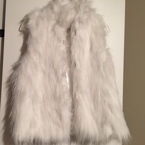 White faux fur vest