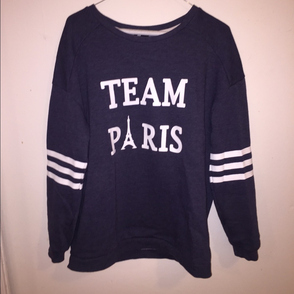 Heather Blue "Team Paris" Fleece Sweatshirt