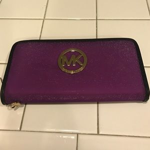 MK wallet purple sparkle
