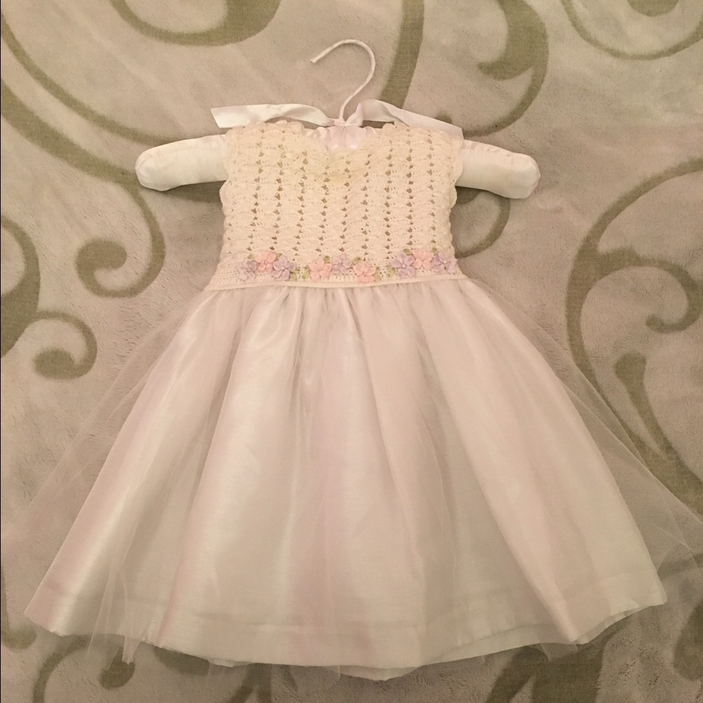 Antonella Kids Ivory Crochet Tulle Dress