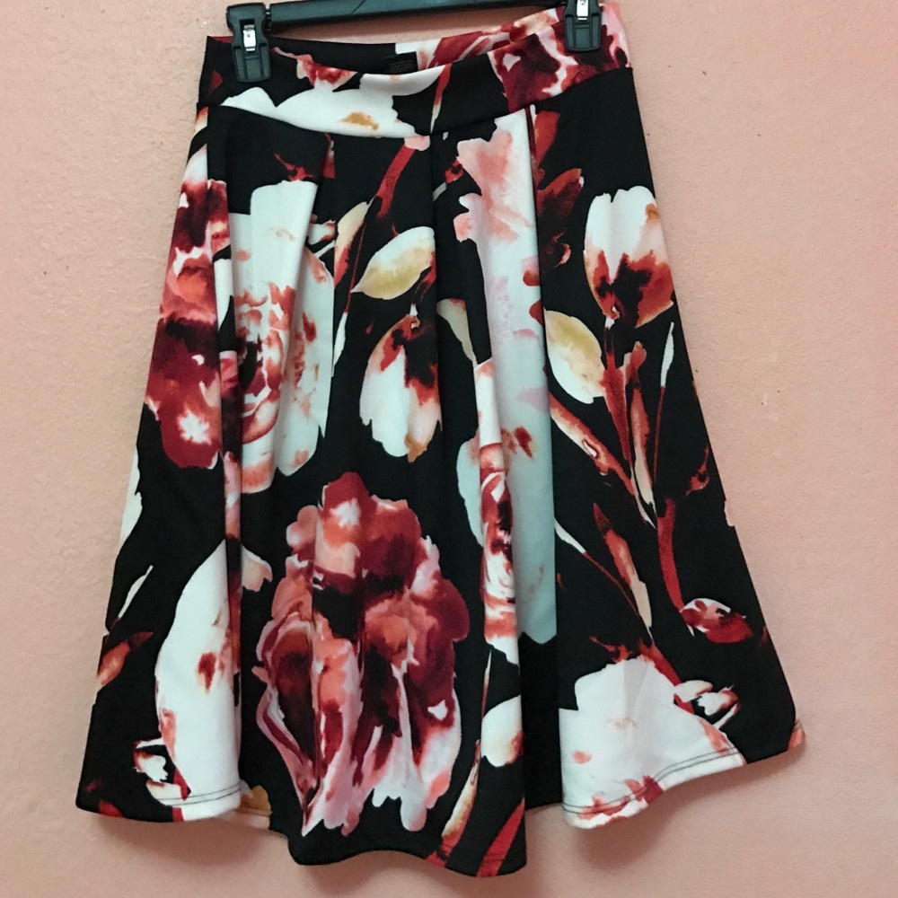 Black Floral Midi Skirt