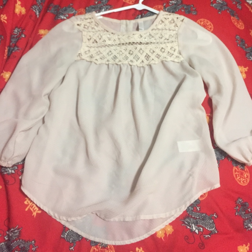 Creme, lace blouse