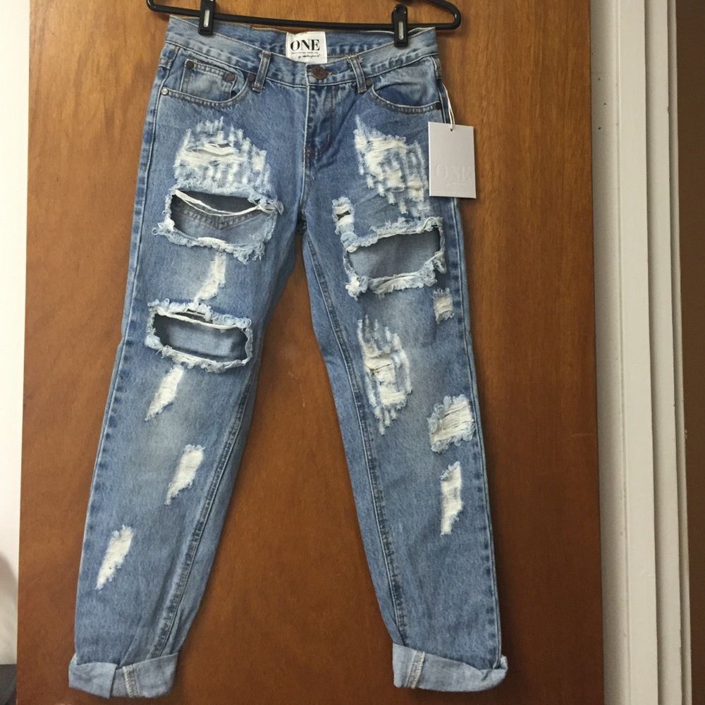 ✔️SOLD NWT One Teaspoon Destroyed Jeans 22 23 - Picture 3 of 4